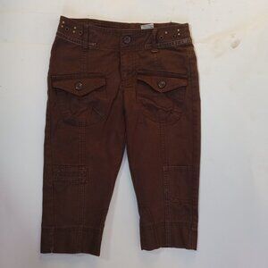 Mary Kate & Ashley Brown Capri Cargo Pants Girls Sz 7 Boho Cowgirl Cotton Y2K